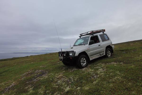 Sometimes to pass some tricky parts of the old roads we have to ride on surrounding tundra tuffets, just like that